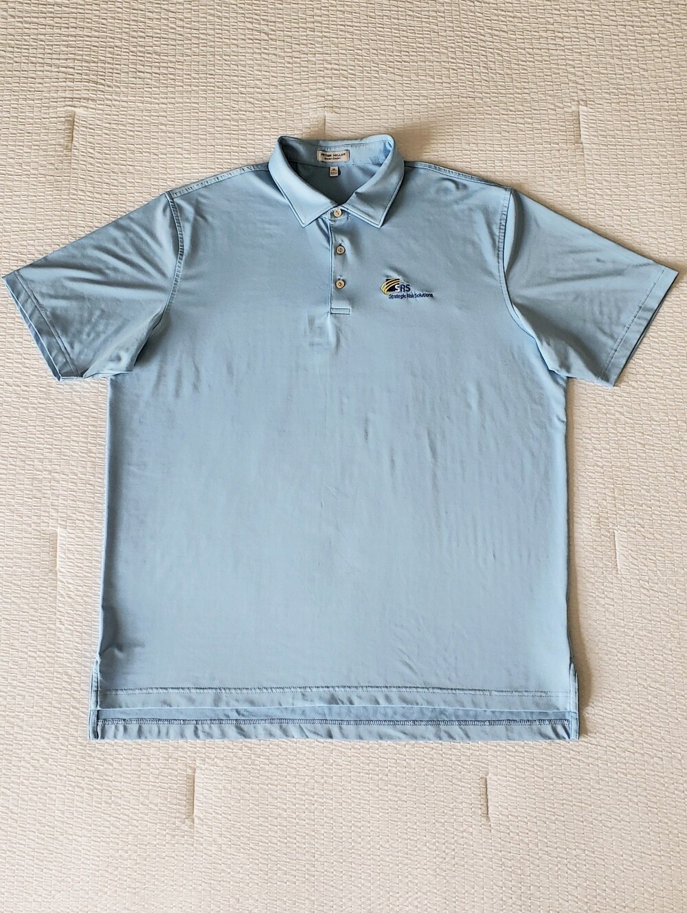 NWOT! PETER MILLAR Men's Summer Comfort Co. Logo Golf Polo Shirt (XL) Light Blue